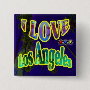 "Palm Sky: I LOVE Los Angeles 4" Knopf Button