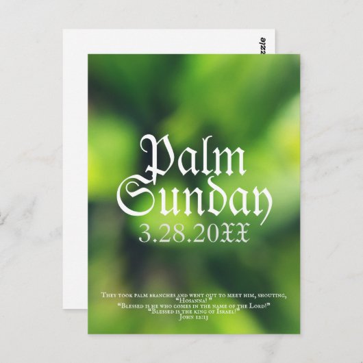 Palm Sonntag in Green Postkarte (Vorne/Hinten)