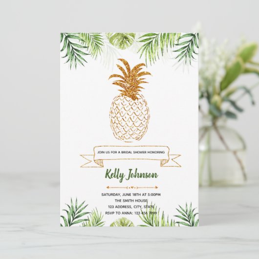 Palm Spring Dusche Party Einladung (Stehend Vorderseite)