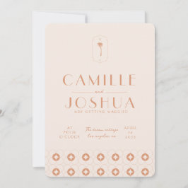 Palm Spring Retro Hochzeit Einladung