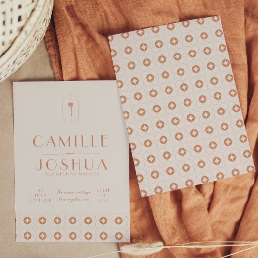 Palm Spring Retro Hochzeit Einladung