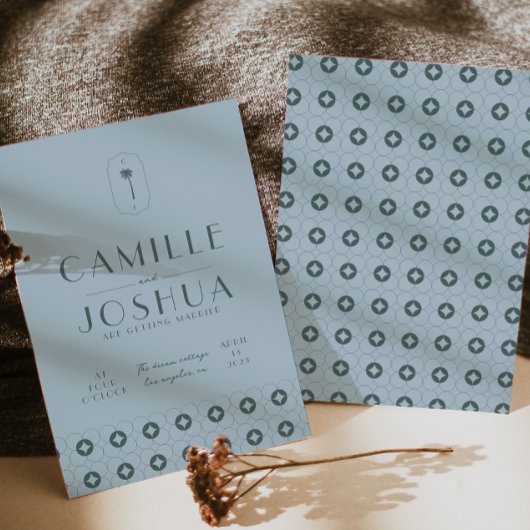 Palm Spring Retro Hochzeit Einladung