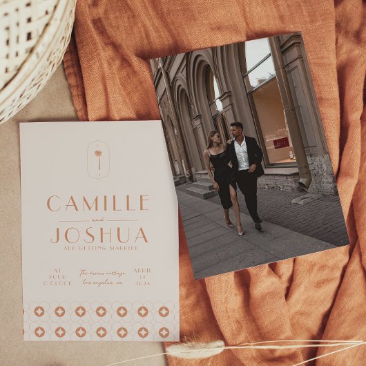 Palm Spring Retro Hochzeit Einladung