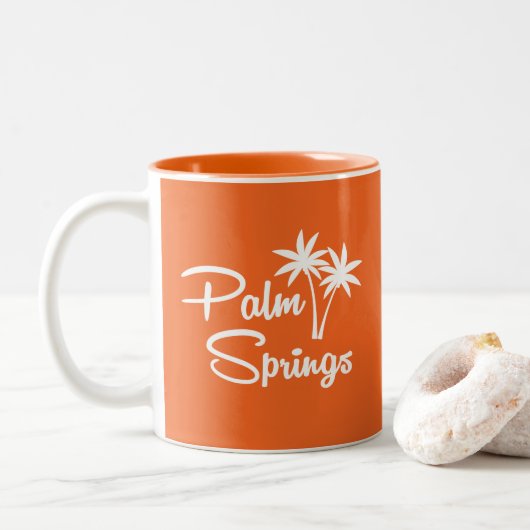 Palm- Springmitte- des jahrhundertsmoderne Zweifarbige Tasse (Mit Donut)