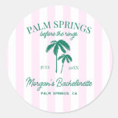 Palm Springs Bachelorette Runder Aufkleber (Vorderseite)