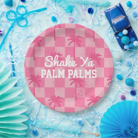 Palm Springs Bachelorette Shake Ya Palm Palm Plate Pappteller (Party)