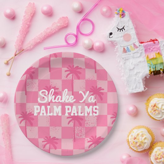 Palm Springs Bachelorette Shake Ya Palm Palm Plate Pappteller (Party)