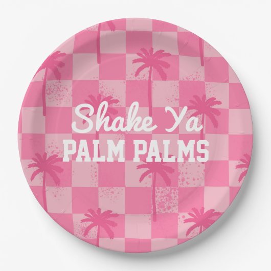 Palm Springs Bachelorette Shake Ya Palm Palm Plate Pappteller (Vorderseite)