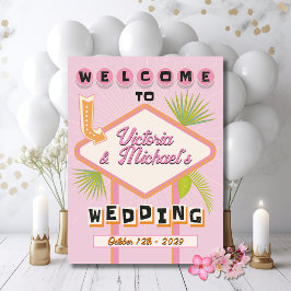 Palm Springs Beach Wedding Mod Retro Begrüßungszei Poster