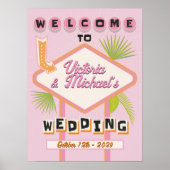Palm Springs Beach Wedding Mod Retro Begrüßungszei Poster (Vorne)