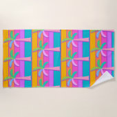 Palm Springs Bold Sunset Stripes Palm Tree Strandtuch (Vorderseite)