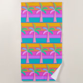 Palm Springs Bold Sunset Stripes Palm Tree Strandtuch (Vorderseite)