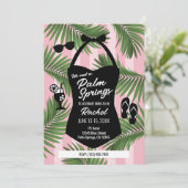 Palm Springs Brautparty Pool Einladung (pink) (Stehend Vorderseite)
