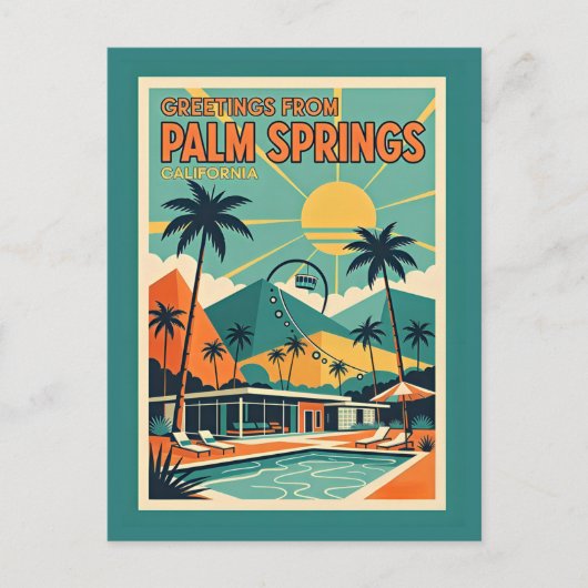 Palm Springs CA Mid-Century-Modern Postkarte (Vorderseite)