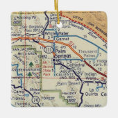 Palm Springs CA Retro Map Keramikornament (Vorderseite)