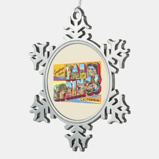 Palm Springs California CA Large Letter Postcard Schneeflocken Zinn-Ornament (Rechts)