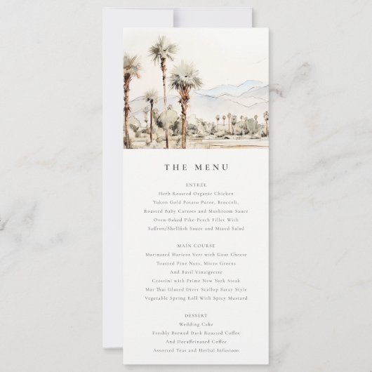 Palm Springs California Landscape Wedding Menu Einladung (Vorderseite)