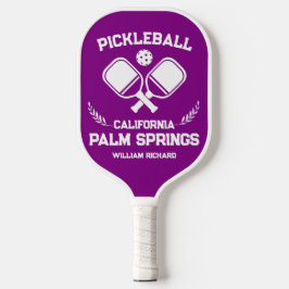 Palm Springs California Lila und weiß Pickleball Schläger