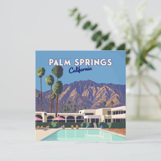 Palm Springs California Pool Hotel Trees Retro (Stehend Vorderseite)