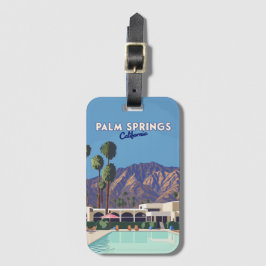 Palm Springs California Pool Hotel Trees Retro Gepäckanhänger