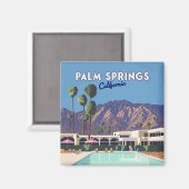Palm Springs California Pool Hotel Trees Retro Magnet (Vorderseite/Rückseite)