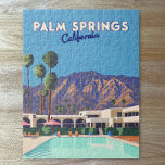 Palm Springs California Pool Hotel Trees Retro Puzzle<br><div class="desc">Das coole,  moderne Hotel mit Pool und Palmen in Palmsprings vor dem San Jacinto Gebirge in Kalifornien bietet Ihnen ein modernes Ambiente.</div>