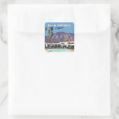 Palm Springs California Pool Hotel Trees Retro Quadratischer Aufkleber (Tasche)