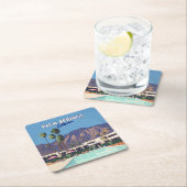 Palm Springs California Pool Hotel Trees Retro Rechteckiger Pappuntersetzer (Vor Ort)