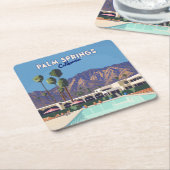 Palm Springs California Pool Hotel Trees Retro Rechteckiger Pappuntersetzer (angewinkelt)