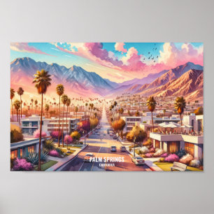Palm Springs California Travel Orte Aquarell Poster