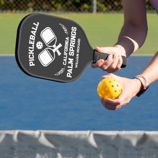 Palm Springs California USA Schwarz-Weiß-Zoll Pickleball Schläger (InSitu)