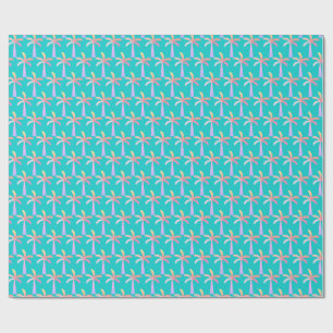 Palm Springs Caribbean Blue Tropical Palm Tree Geschenkpapier