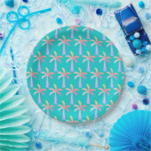 Palm Springs Caribbean Blue Tropical Palm Tree Pappteller (Party)
