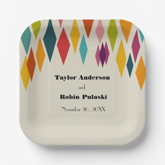 Palm Springs Diamonds Mitteljahrhundert Moderne Ho Pappteller (Vorderseite)