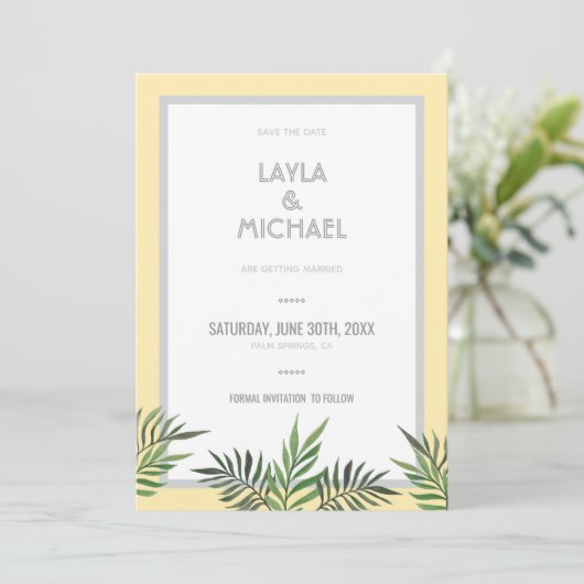 Palm Springs Foto Save the Date Einladung (Stehend Vorderseite)