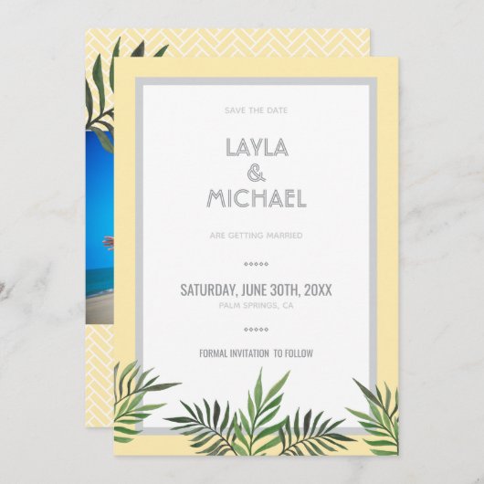 Palm Springs Foto Save the Date Einladung (Vorne/Hinten)