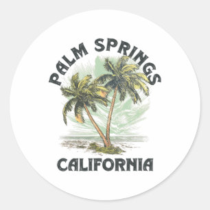 Palm Springs Kalifornien Palmen Vintage Strand Für Runder Aufkleber