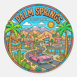 Palm Springs Kalifornien Runder Aufkleber