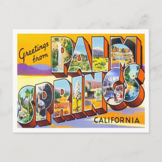 Palm Springs, Kalifornien Vintage Big Letters Postkarte (Vorderseite)