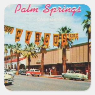 Palm Springs, Kalifornien - Vintage Quadratischer Aufkleber