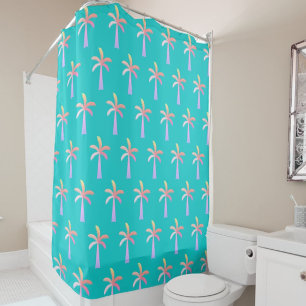 Palm Springs Karibik Blau Tropische Palme Duschvorhang