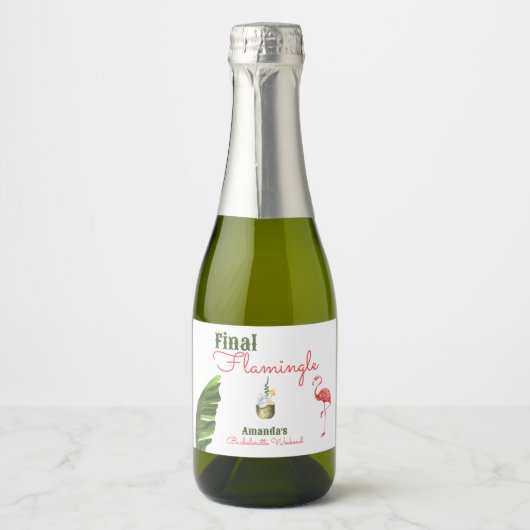 Palm Springs Last Flamingle Bachelorette Party Schaumweinetikett (Vorderseite)
