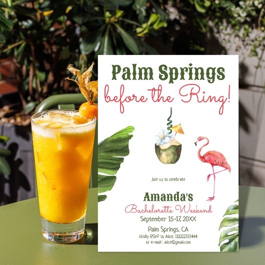 Palm Springs Last Flamingle Bachelorette Weekend Einladung