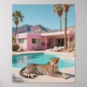 Palm Springs Leopard Retro Mitte Jahrhundert Moder Poster (Vorne)