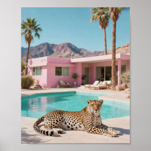 Palm Springs Leopard Retro Mitte Jahrhundert Moder Poster