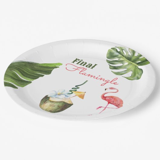Palm Springs letzter Flamingle-Junggeselinnen-Absc Pappteller (Schrägansicht)