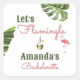 Palm Springs letzter Flamingle-Junggeselinnen-Absc Quadratischer Aufkleber