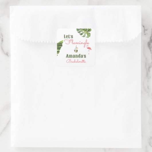 Palm Springs letzter Flamingle-Junggeselinnen-Absc Quadratischer Aufkleber (Tasche)