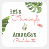 Palm Springs letzter Flamingle-Junggeselinnen-Absc Quadratischer Aufkleber (Vorderseite)