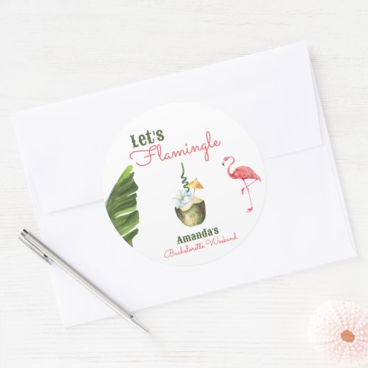 Palm Springs letzter Flamingle-Junggeselinnen-Absc Runder Aufkleber (Umschlag)